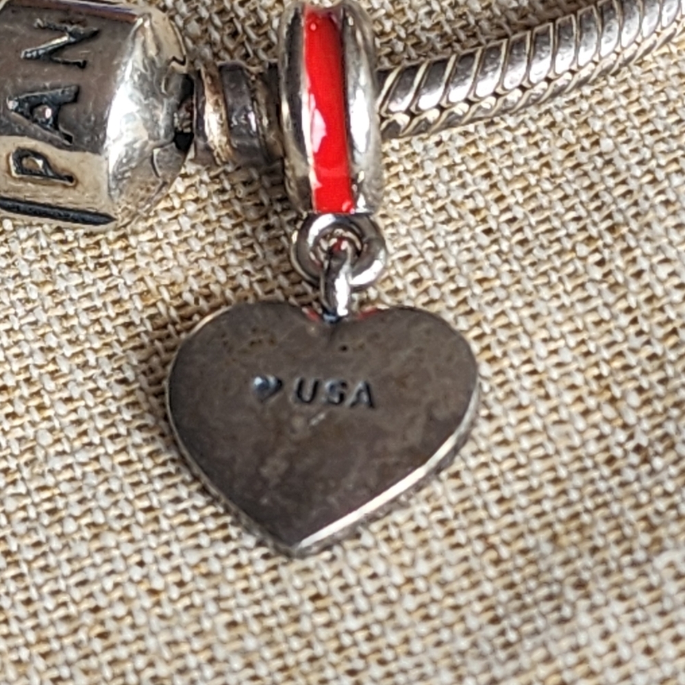 Pandora Heart Charm with Flag Design - Picture 6 of 9